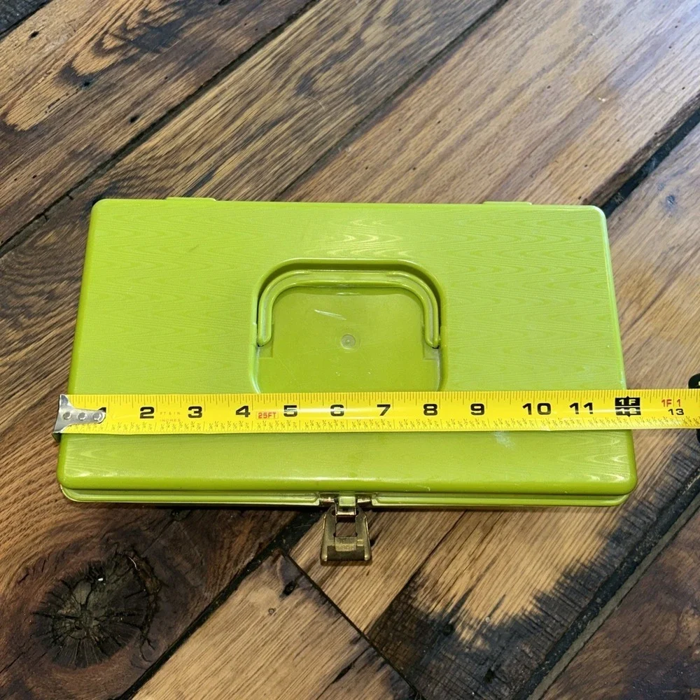 Vintage 70s Wilson Wil-hold Sewing Box Avocado Green W/ Button & Accessory Tray
